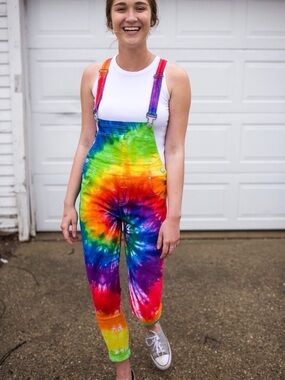 American Bazi Rainbow Tie-Dye Overalls